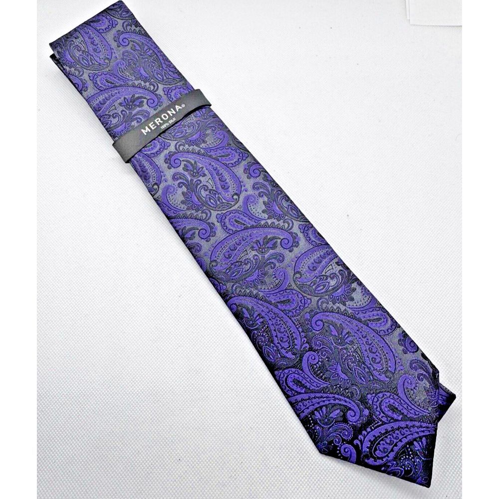 Merona Paisley Jacquard Neck Tie Men‎ Purple 3.25"x58"